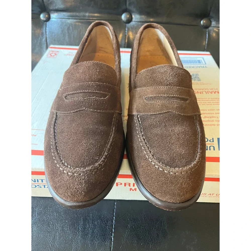 Alan Payne Marco Brown Suede Penny Loafers